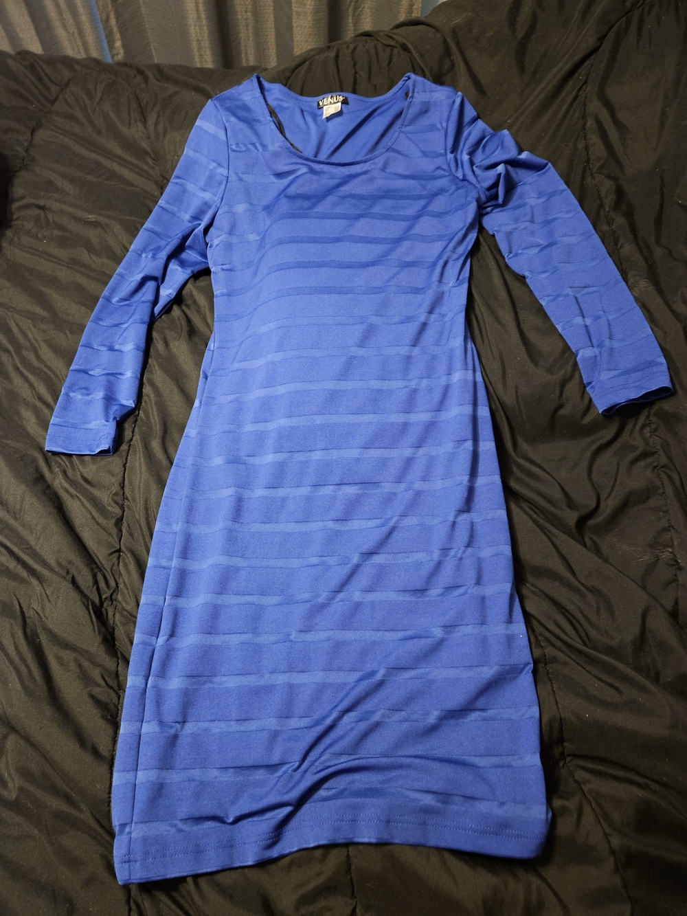 VENUS Royal Blue Long Sleeve Midi Dress